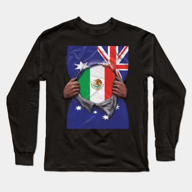 Mexico Flag Australian Flag Ripped - Gift for Mexican From Mexico Long Sleeve T-Shirt by Country Flags